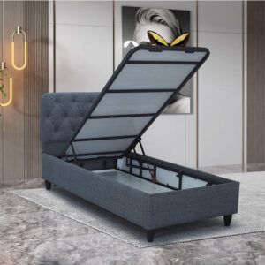 Односпальная кровать для подростка Serra темно-серого цвета в комнате